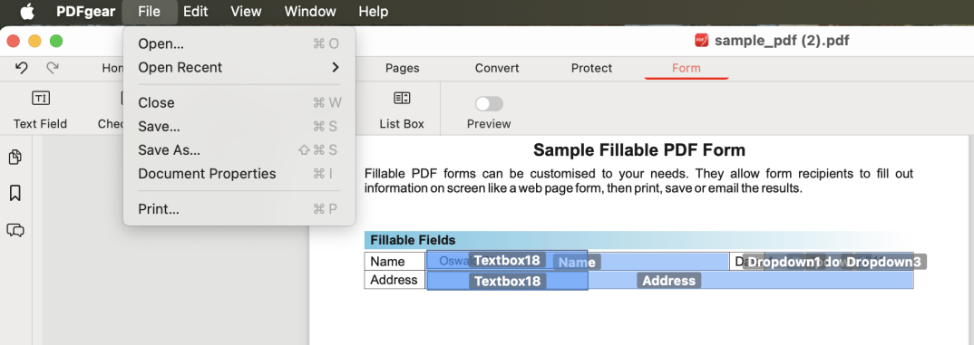 Save Fillable PDF