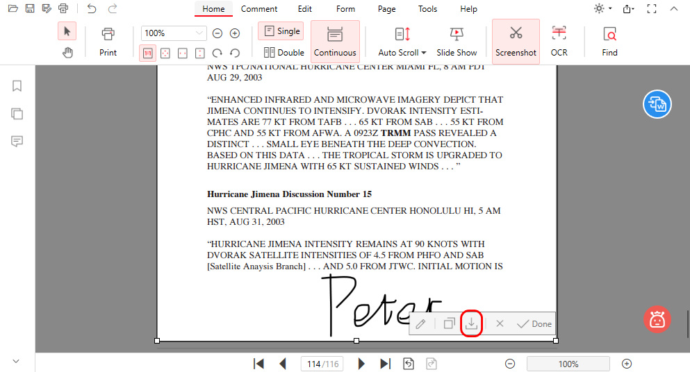 Screenshot Signed PDF