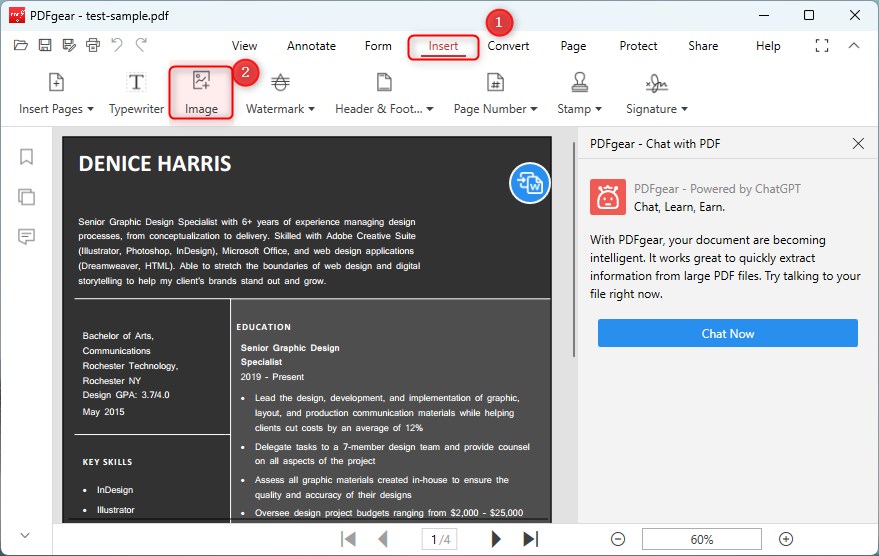 Pilih Sisipkan Gambar ke PDF