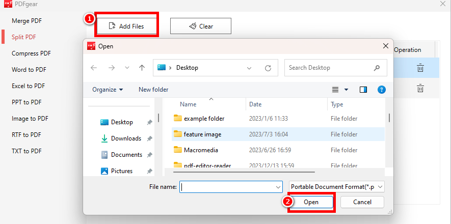 Select PDFs to Upload
