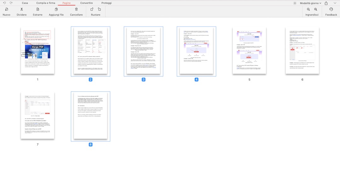 Seleziona Pagine in PDF