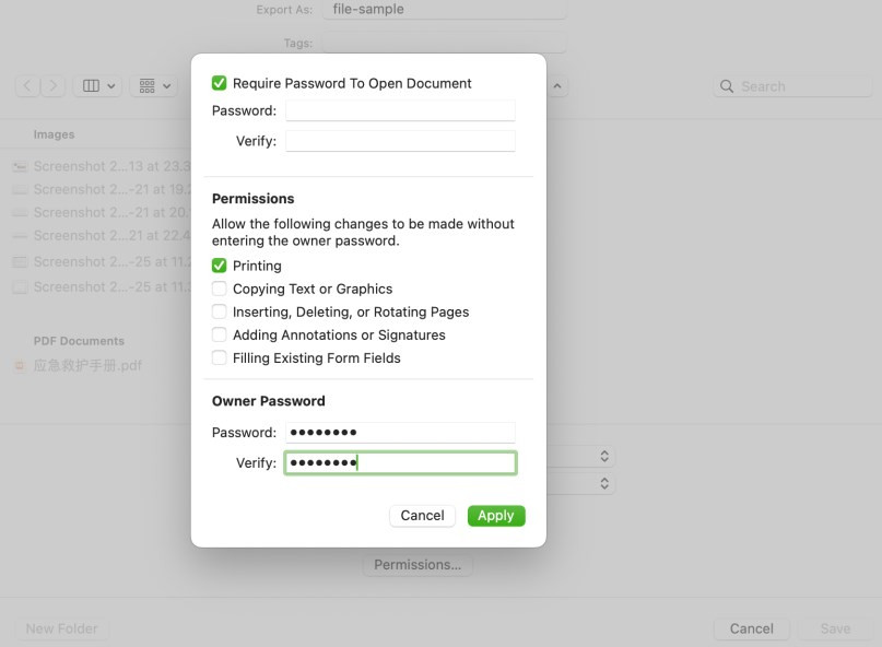 Setel Kata Sandi untuk PDF