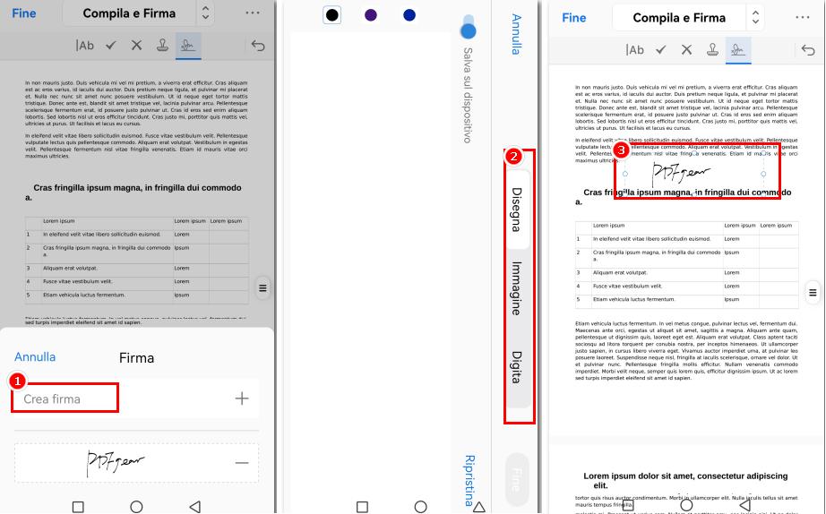 Aggiungi firma in un PDF su Android con PDFgear