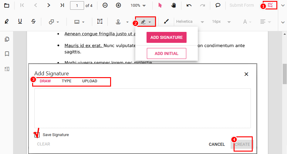 Create Signature in PDFgear Online Signer