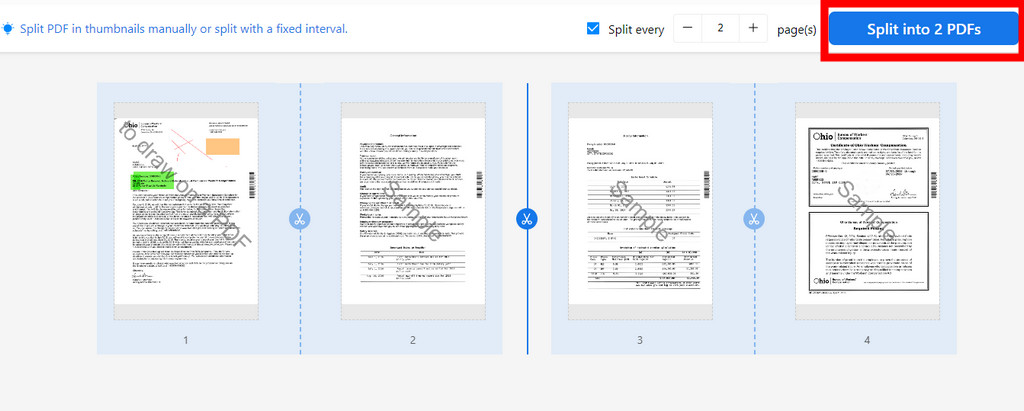 Split PDF into Multiple PDFs with PDFgear Online