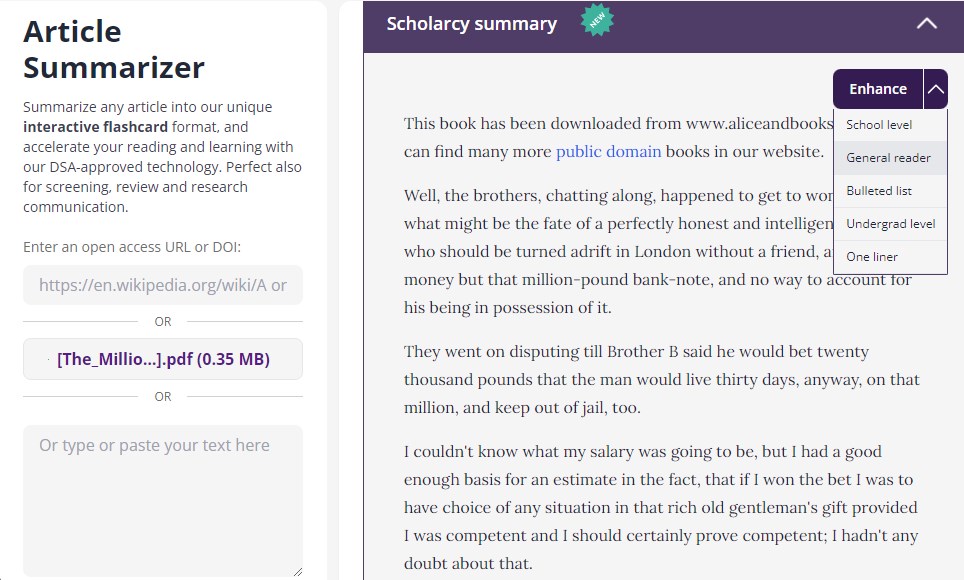 Summarize a Book with Scholarcy