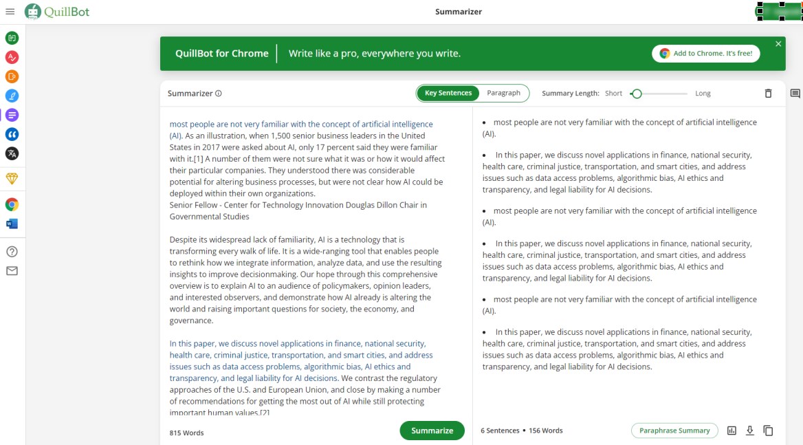 Summarize A Research Article with QuillBot