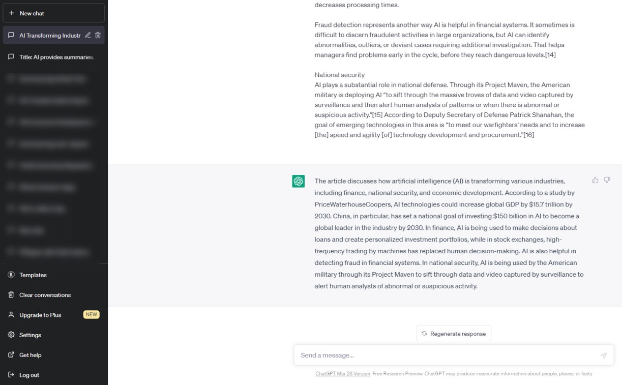 Summarize the Research Article Using ChatGPT