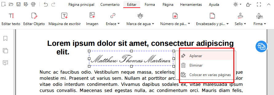 Colocar y Aplanar Firmas en PDFgear