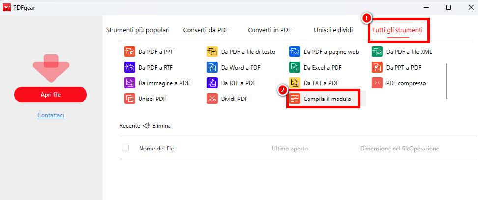 Trova la Funzione "Compila Modulo"