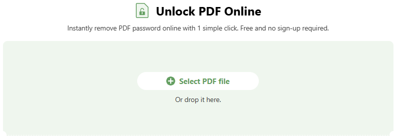 Upload a File to the Online PDF Unlocker