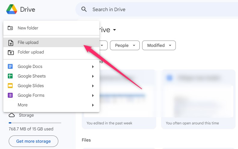 Upload PDF to Google Drive