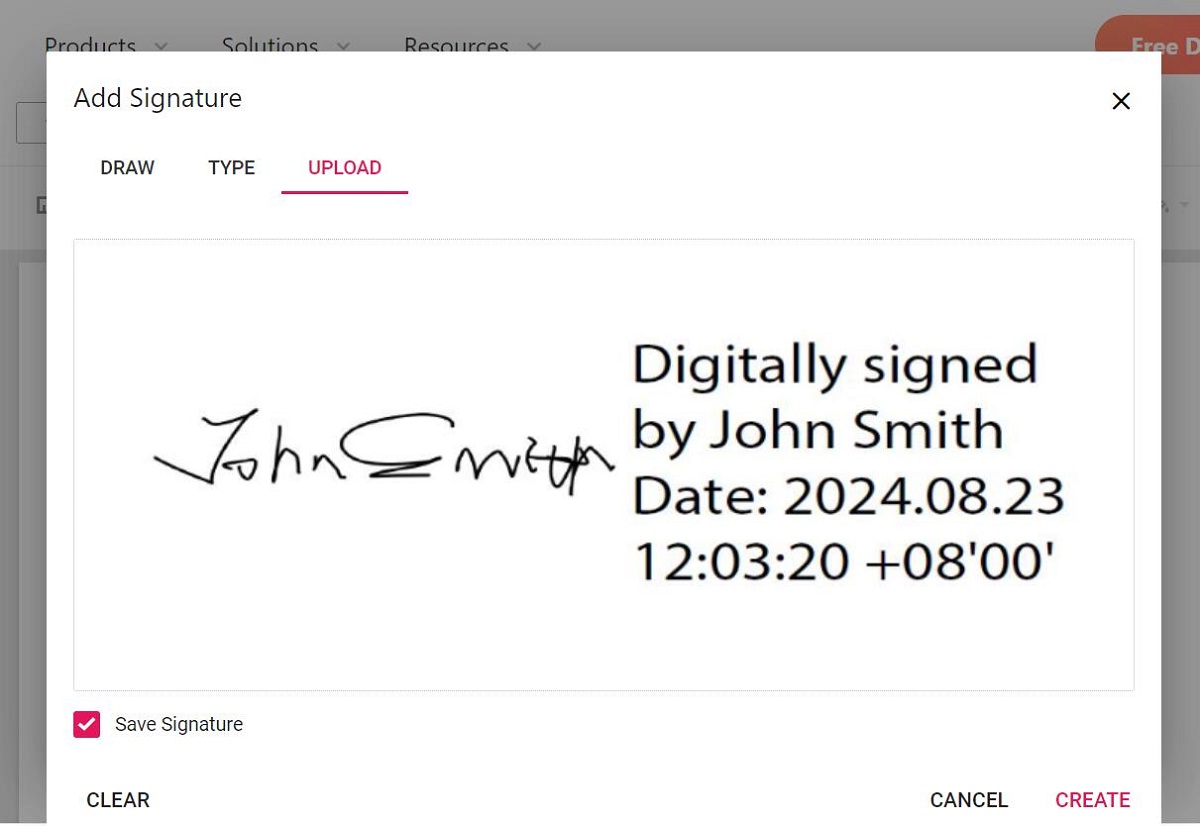 Upload Signature Image to PDFgear Online