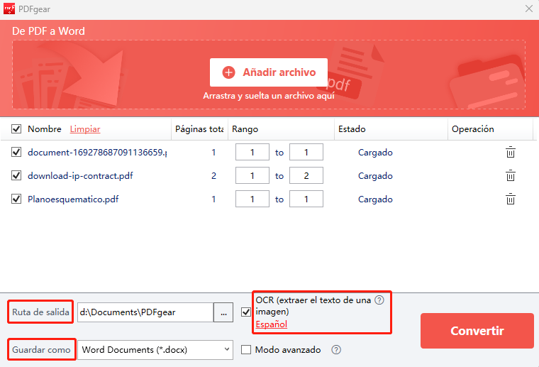 Convertir PDF a Configuración de Word