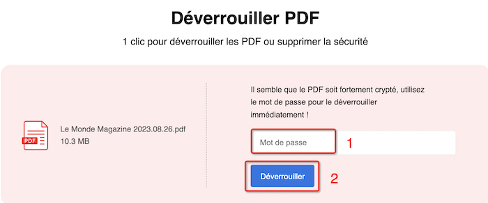 Choisir un PDF protégé